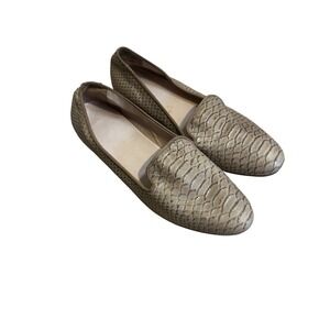 Cole Haan Womens 10B Beige Gold Snakeskin Embossed Loafers Flats